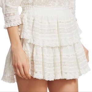 LOVESHACKFANCY RUFFLE Mini Skirt White
